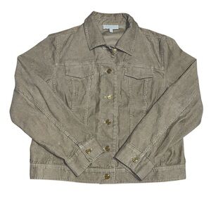 Talbots corduroy jacket size 14 XL tan button down fall preppy outdoors academia